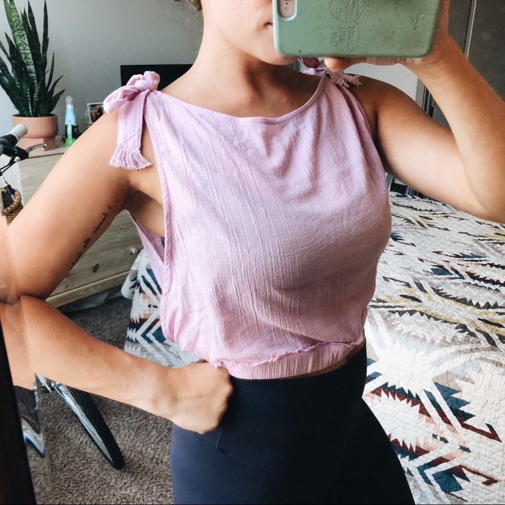 Free people Tie Shoulder Crop Top